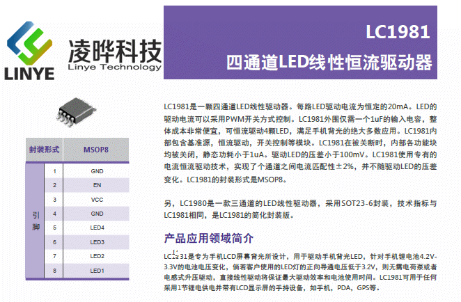 供应 LC1981 LEADCHIP MSOP8 驱动器 全新原装