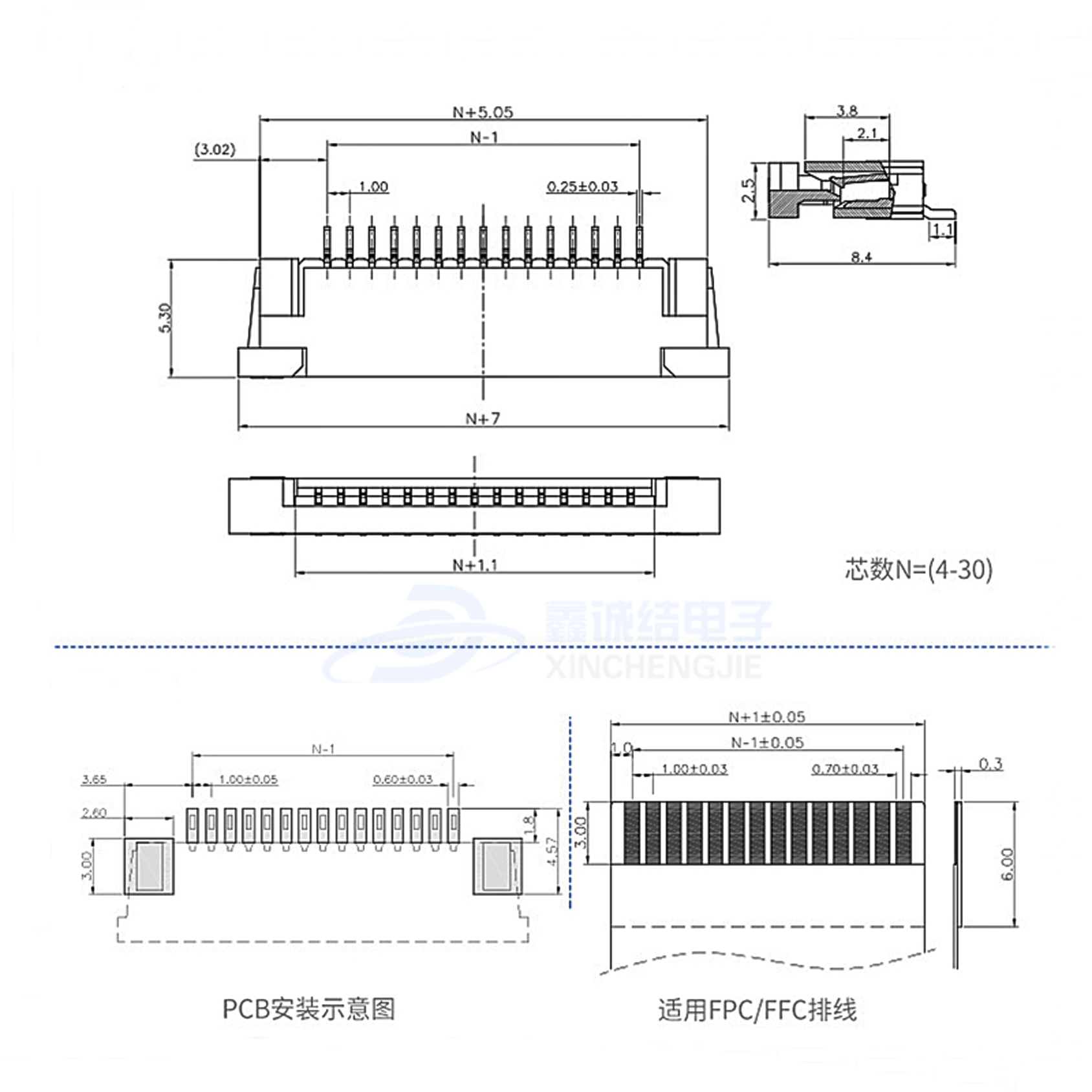 FPC 1.0mm2.5 ʽϽ 4-30PIN