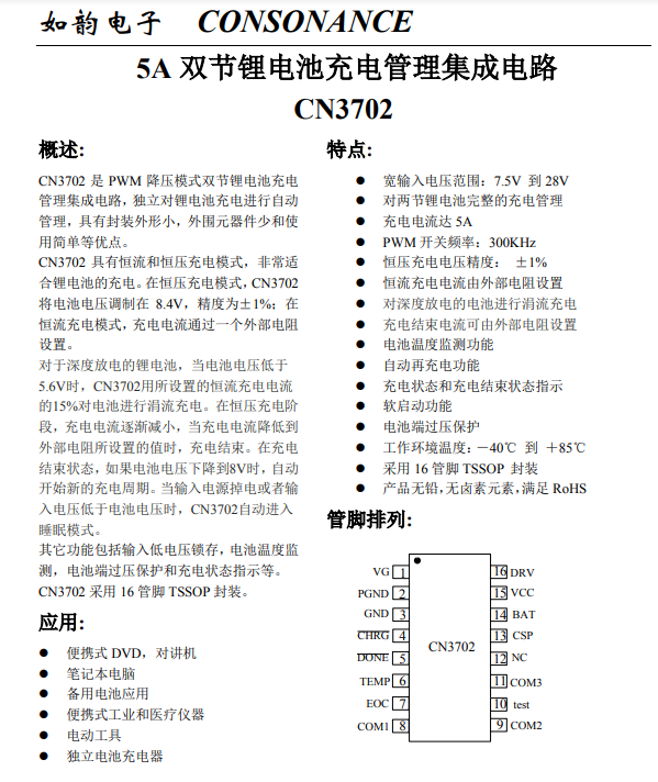 CN3702-TSSOP16-5A ˫﮵س