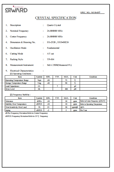 SIWARDϣXTL5A1100-M118-056̨ϣ26MHZ